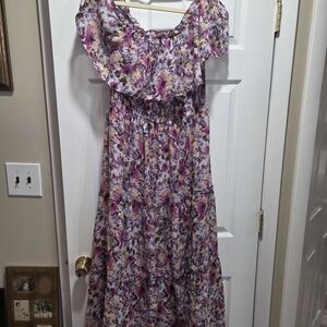 Rabbit Rabbit Rabbit Floral Maxi Dress with Purple and Pink Tones
